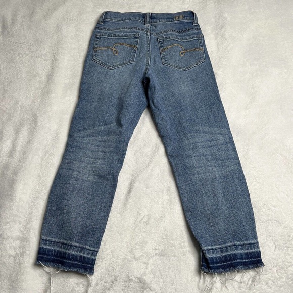 Girls Justice Straight Blue Distressed Ripped Jeans Medium Wash Size 8 - Picture 2 of 10